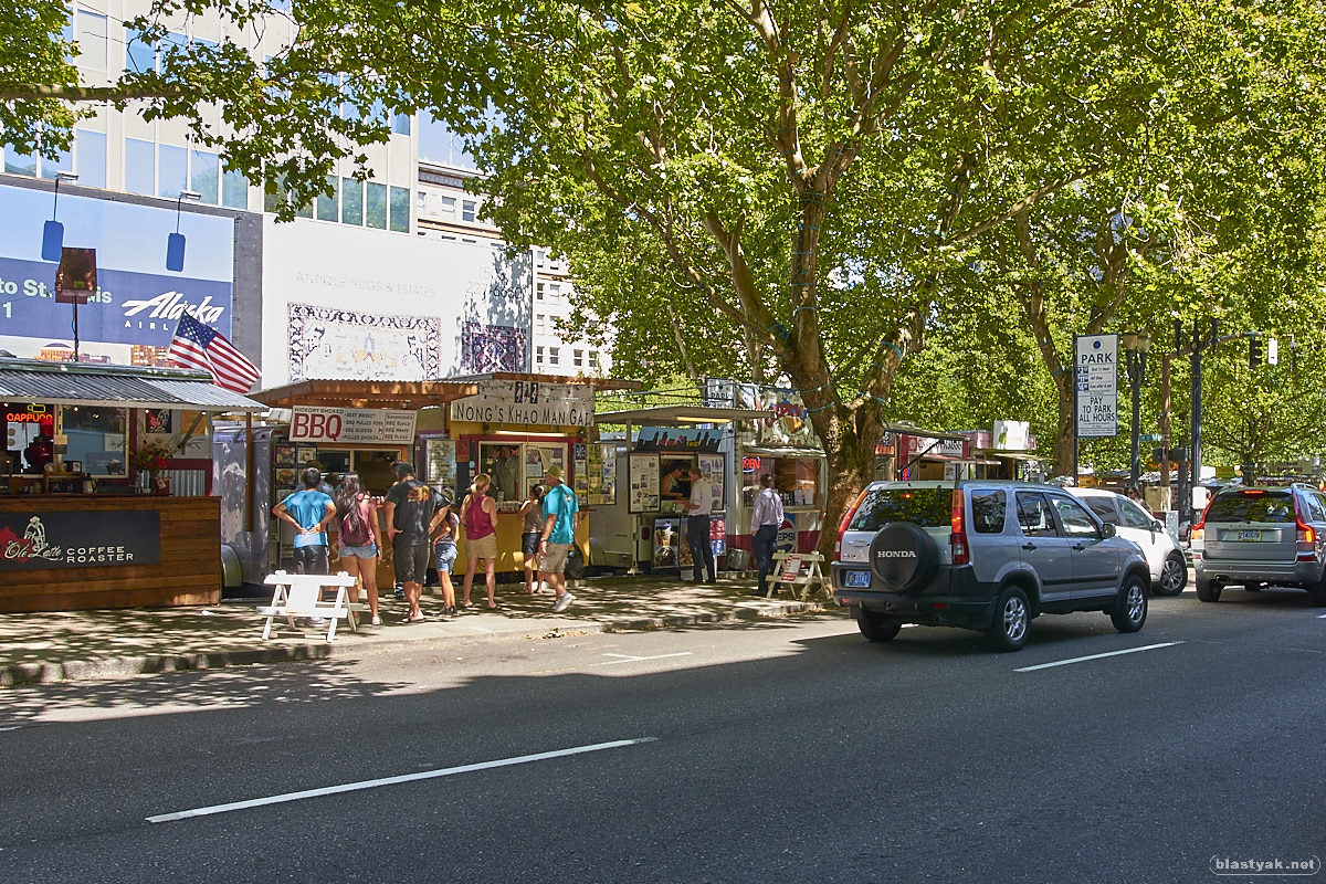 Portland food carts - dozens of great choices. Make sure you have lunch here.